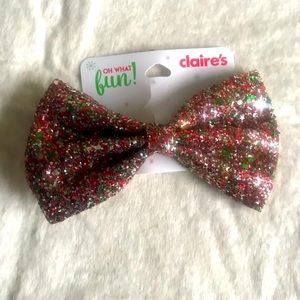 Claire’s Christmas sparkly holiday bow barrette